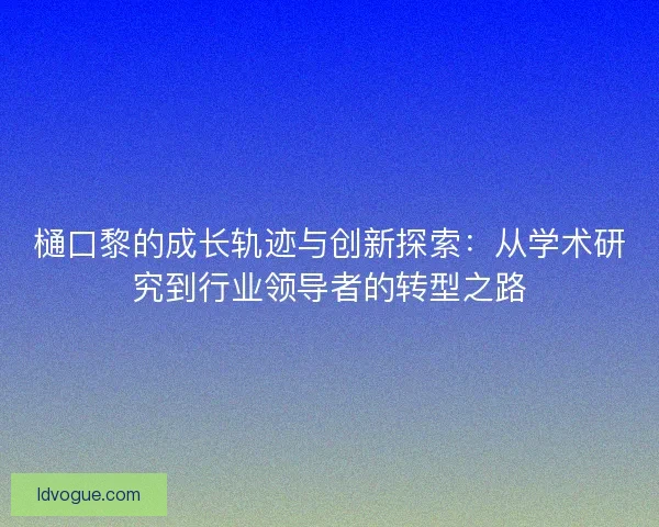 樋口黎的成长轨迹与创新探索：从学术研究到行业领导者的转型之路